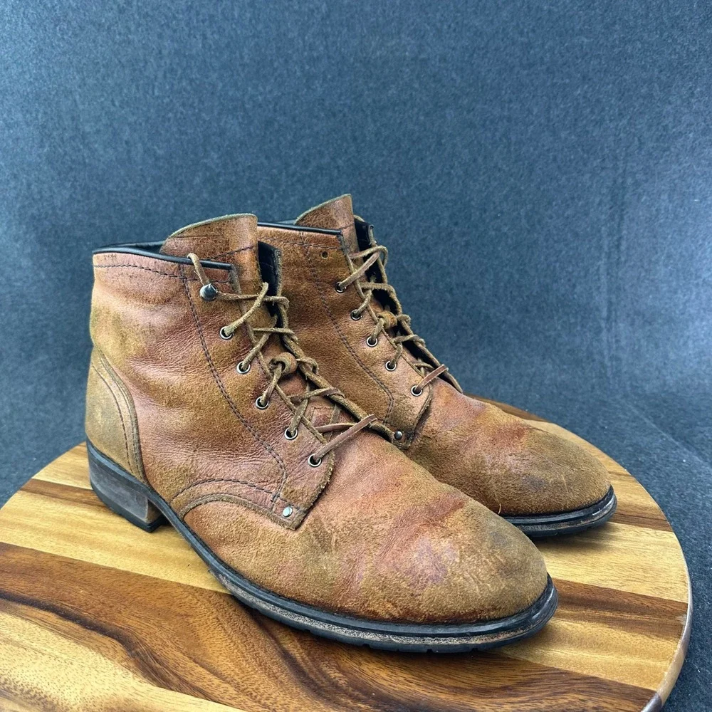 Cole Haan Brown Roughout Service Lace Boots Vibram Sole Mens 13